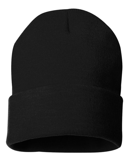 Custom Football Beanie with Personalized Leather Patch | Sportsman 12" Knit Hat